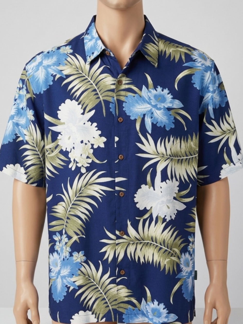 CUBAVERA Vintage Tropical Floral Fern Print Short Sleeve Button Down Size XXL